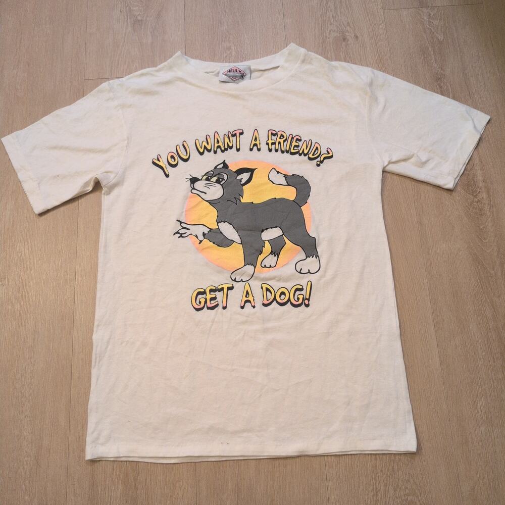 VTG Helium‎ Cat Kitten Adult Small (XS) Shirt Thin Coquette Sassy Single 90s